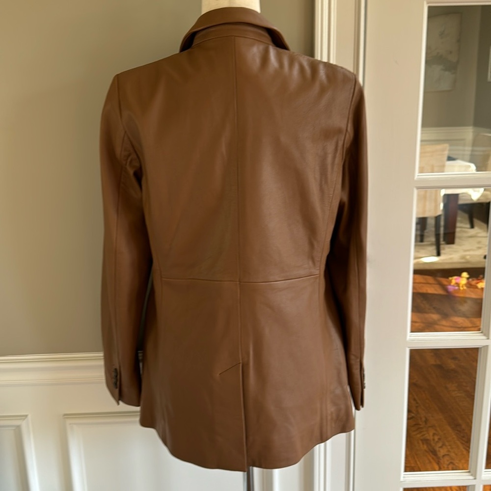 FRAME 70s Blazer - Leather Jacket size 6 Latte - Picture 10 of 16